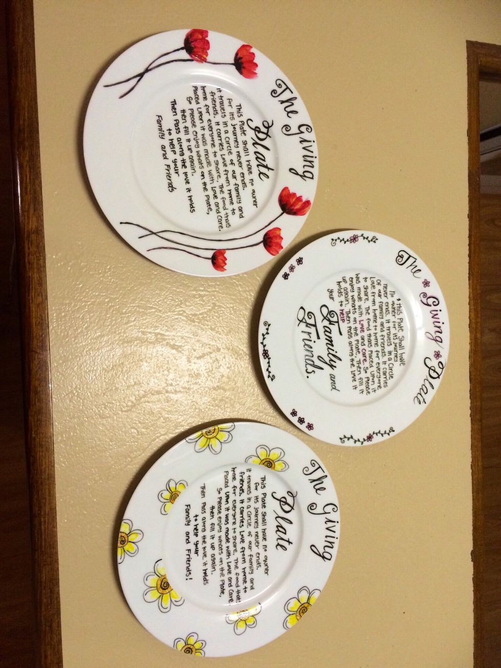 All three. Now to find three homes that need just a little help or pick me up that I can deliver these plates to, filled with some delicious home baking.  And hope they then go on to do the same.