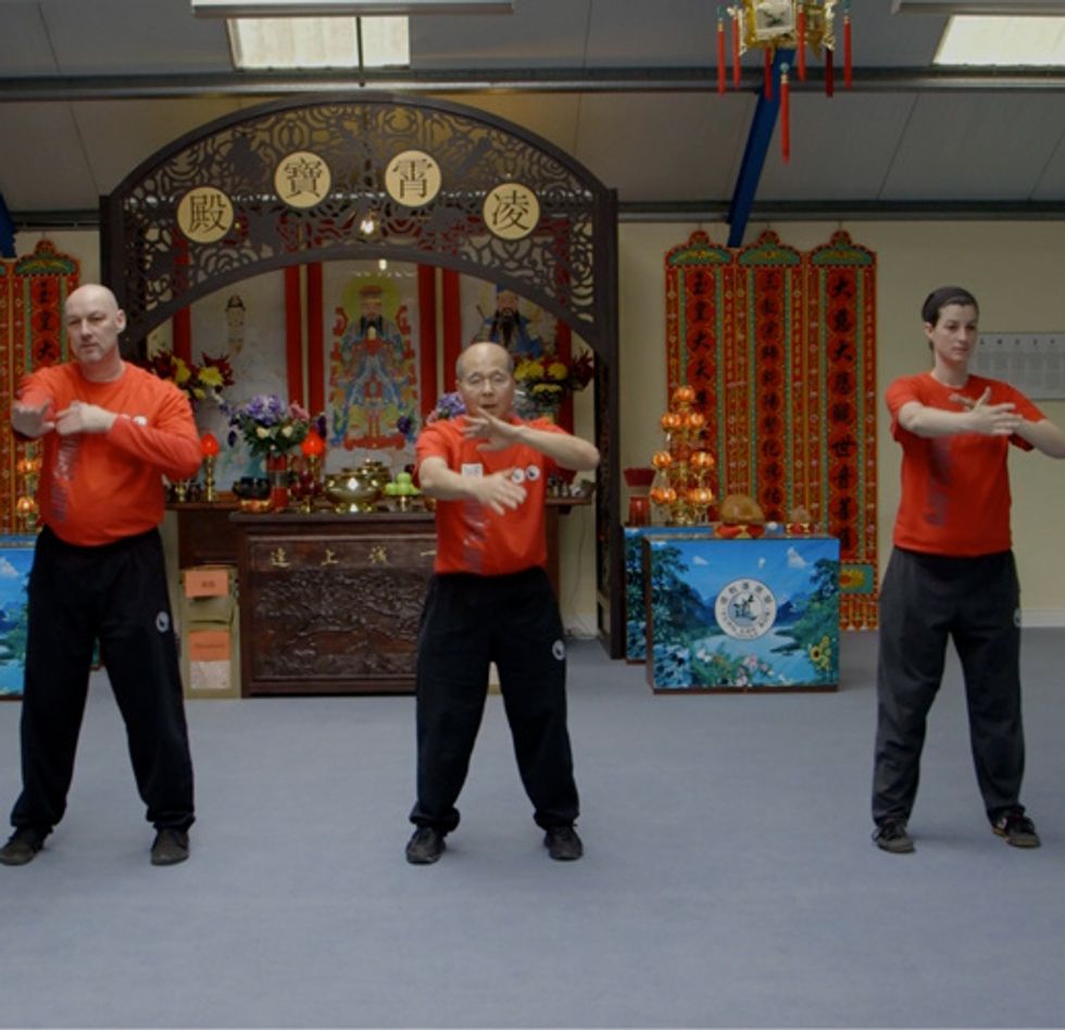 All three of the exercises focus on relieving stress and promoting health. If you have the space to perform them standing, you will enhance circulation and create space for your internal organs.