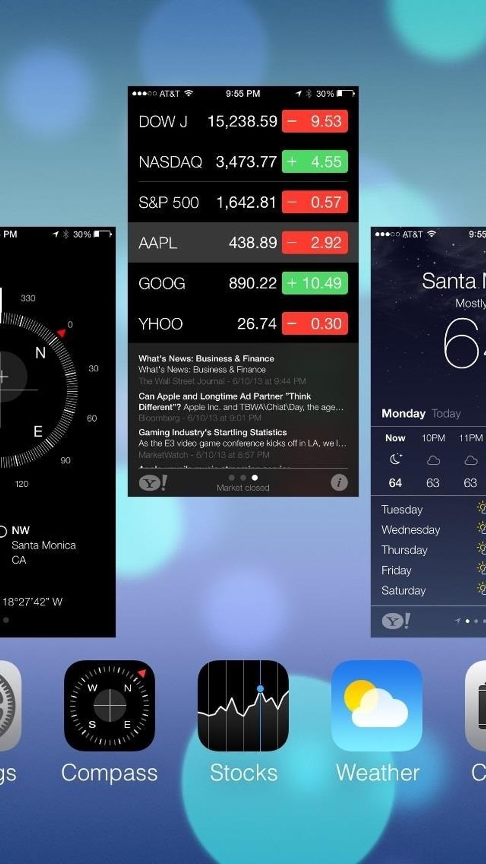 All you have to do is double tap the home button to bring up the multi-tasking view, then swipe up on the screenshot of the app you want to exit. The app will fly off the screen.