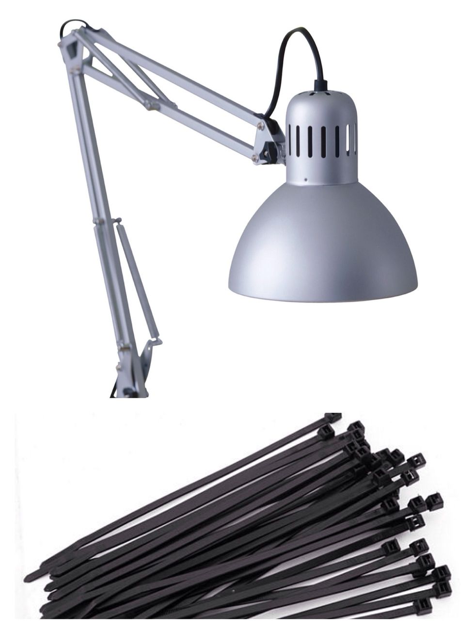 All you need is an IKEA Tertial work lamp and some wire ties.