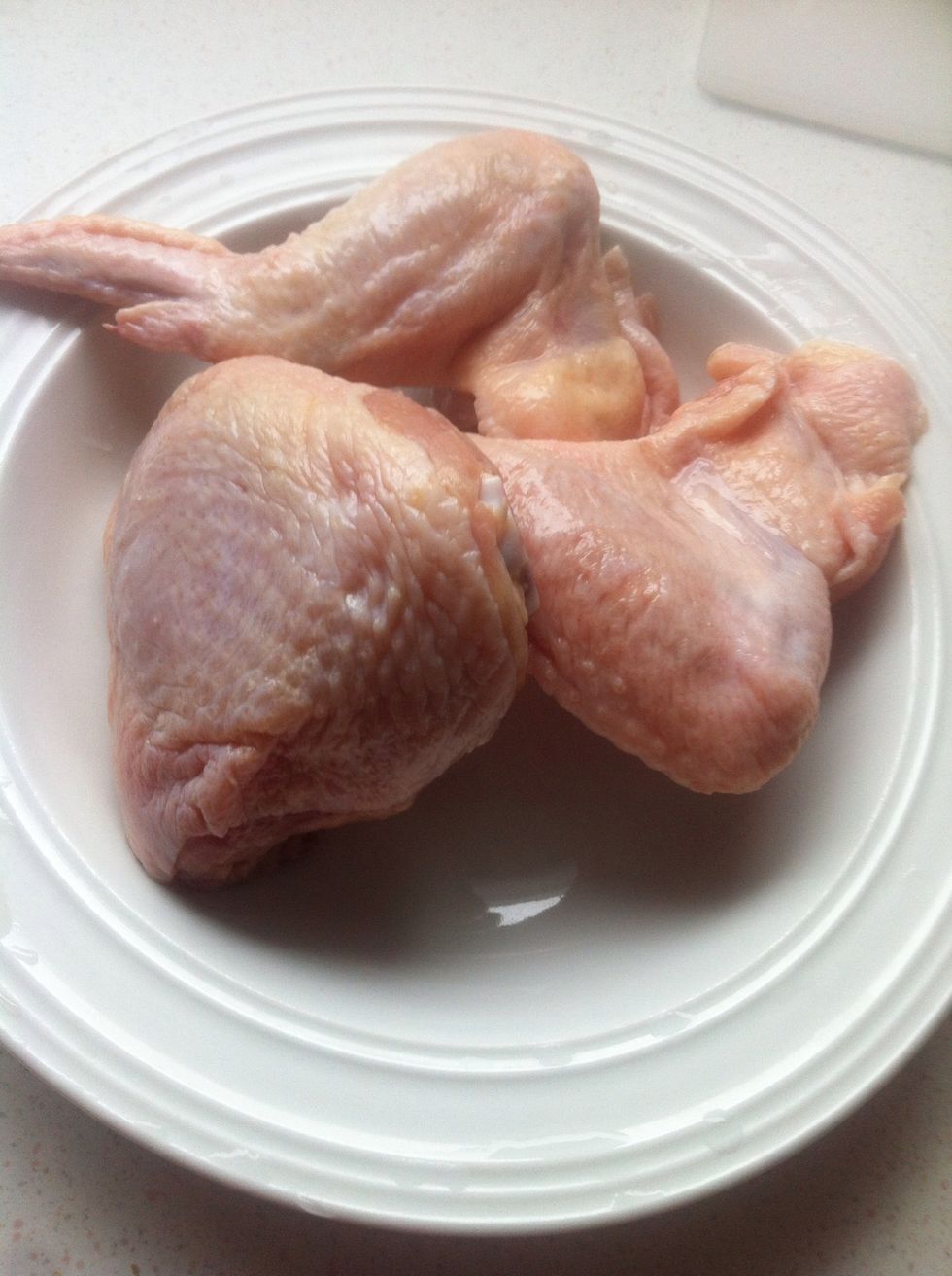 All you need is chicken. Here i use 1 chicken breast and 2 wings,as i need their bones to make the broth. Feel free to add boneless chicken for more meat later on.