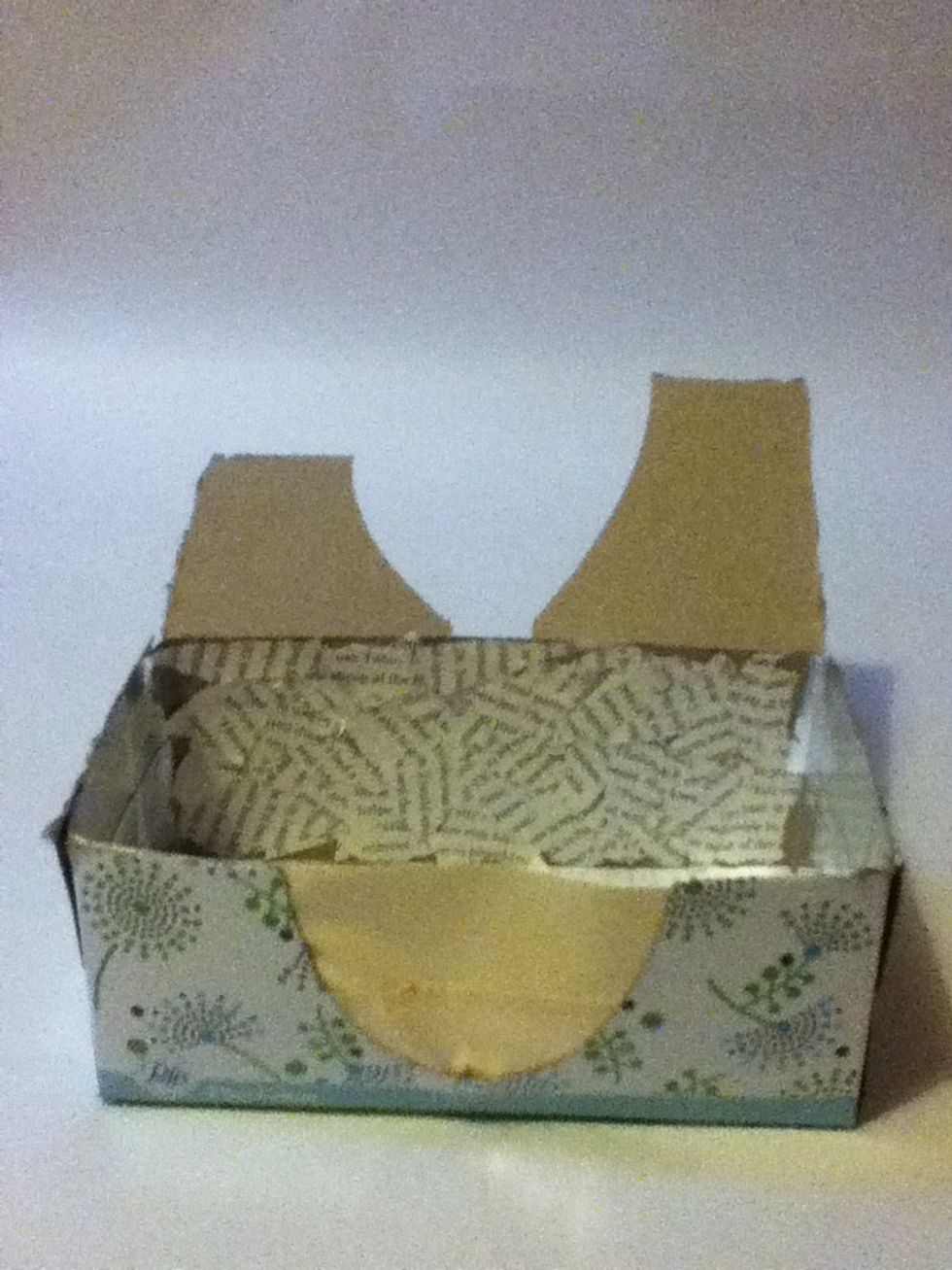 All your going to want to do now is tape all the way across the front side of the tissue box.
