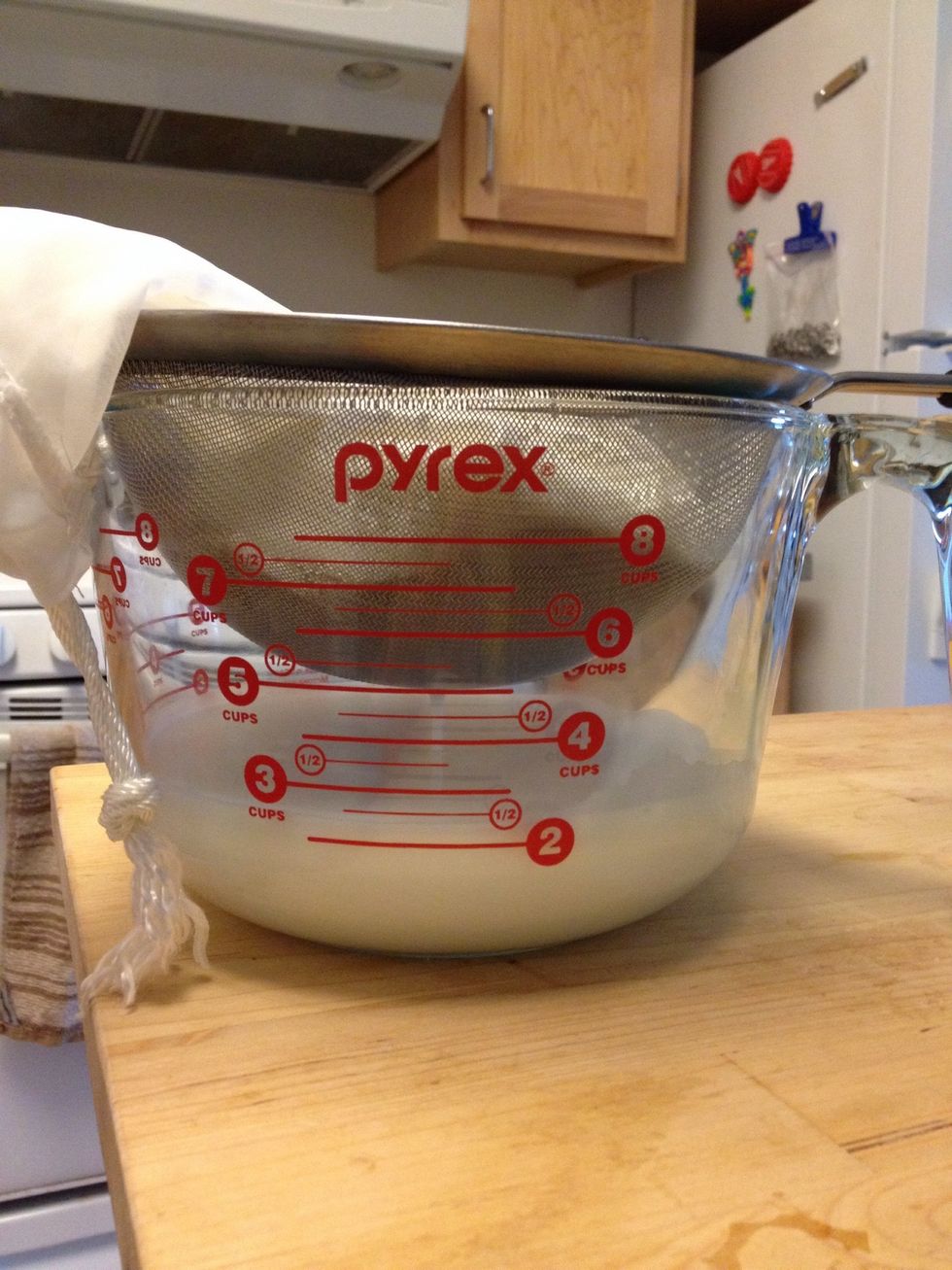 Allow a few minutes for the milk to drain.