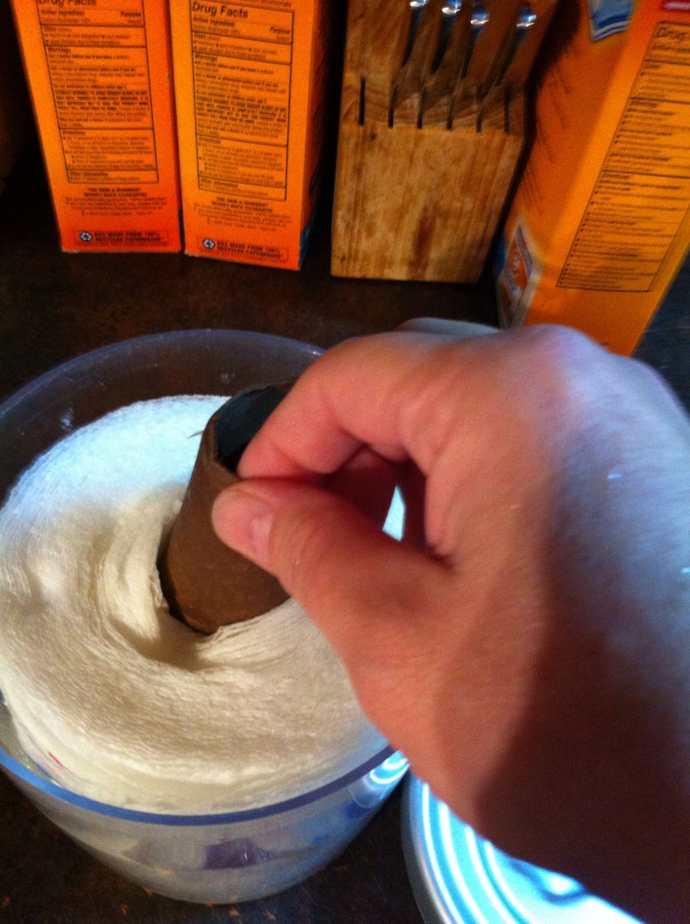 Allow Bounty to absorb the solution. Pull out cardboard inner tube.