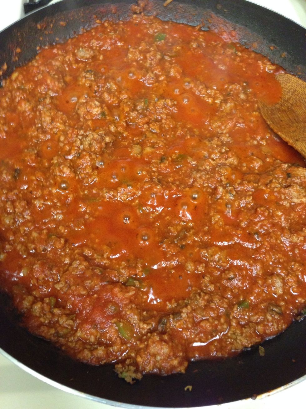Allow meat sauce to simmer