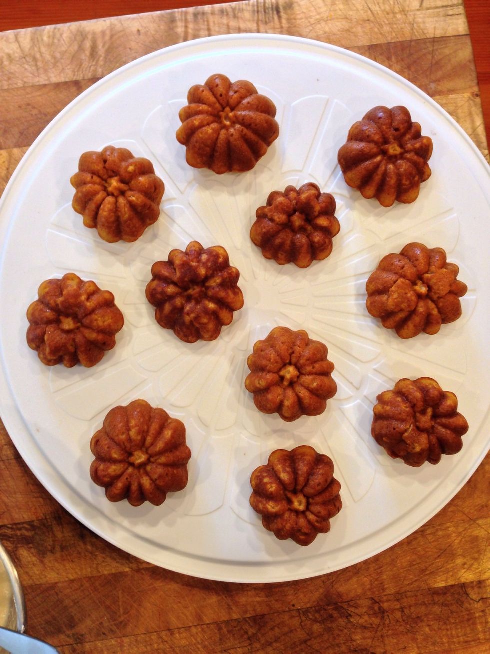 Allow muffins to sit in pan for 15 min, then remove, and cool completely before glazing.