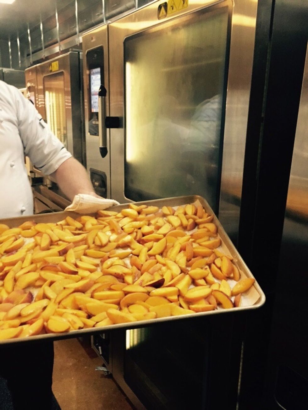 Allow peaches to sit in the smoke filled cavity for an extra 10 min before removing from the oven.
