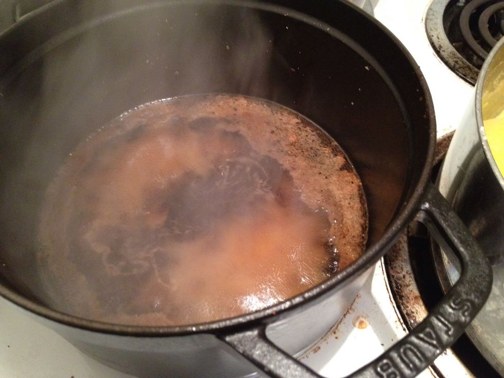 Allow roast to rest for 10 minutes during which time it will cook another 5-10 degrees. Now take the drippings from the pan and pour them into Dutch oven you seared the roast in on medium heat.