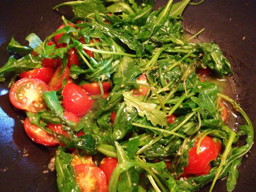 Allow the ruccola to get soft.