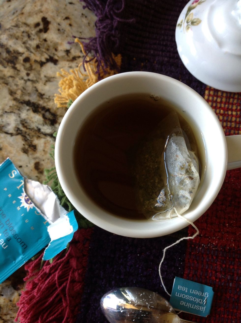 Allow the tea to steep from three to five minutes depending on how much you like jasmine.