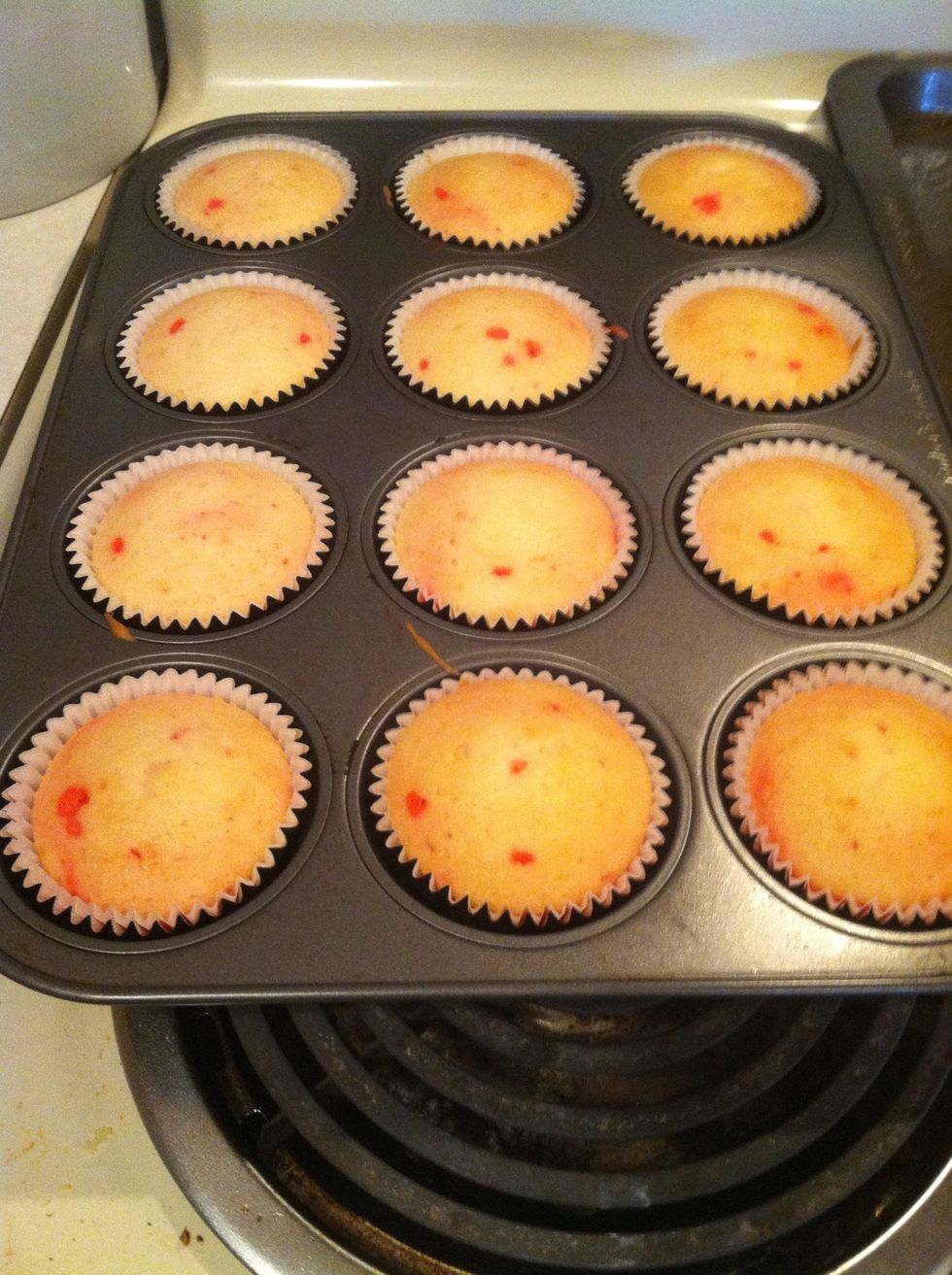 Allow to cool before you frost. Do NOT skip this step! Your cupcakes will look bad because the frosting will melt.
