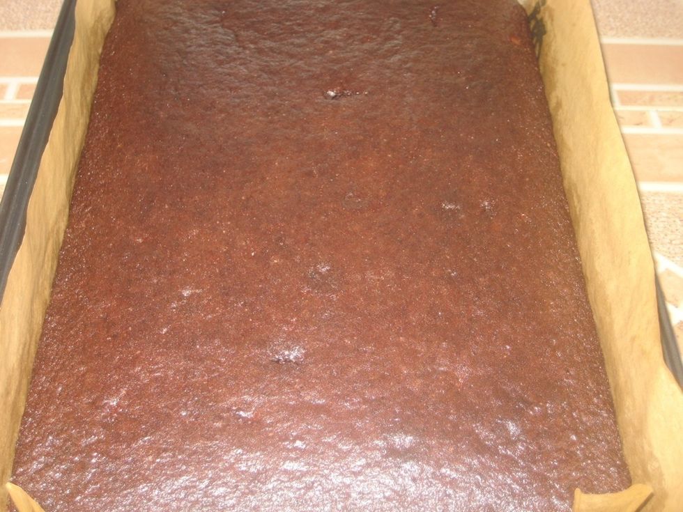 Allow to cool, divide and have it plain or with a chocolate ganache. When cold and eating it on the next day, I find the cake more moist and tastier.