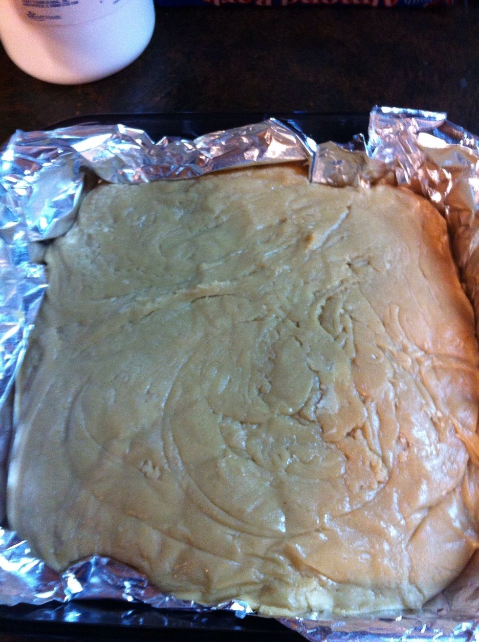 Allow to cool in pan. I put in freezer for 30 min. to cool.
