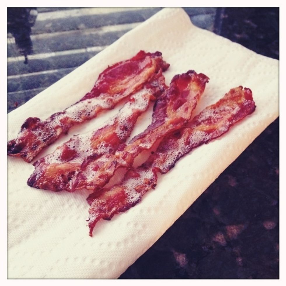 Allow your hot oven bacon to cool on paper towels (this is the hardest part).