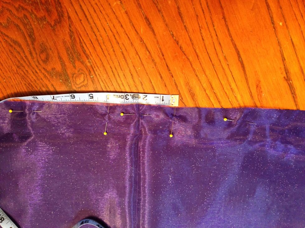 Along the straight side I marked about 4 inches where I wanted to leave it open. Do not sew this area. I placed the opening in the center of the wings.