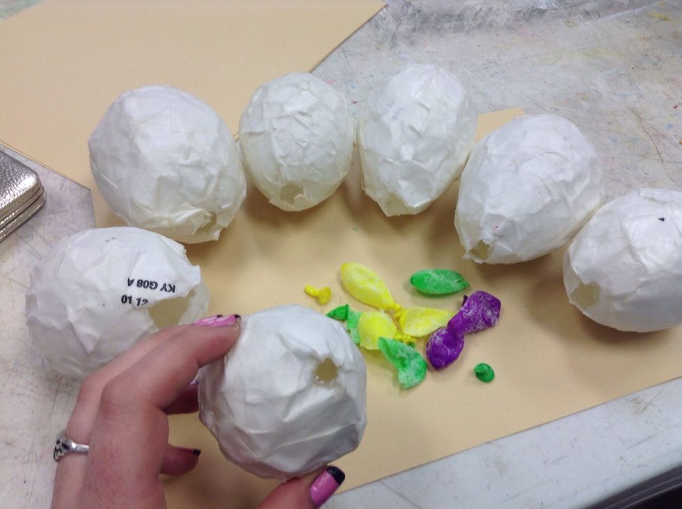 Alrighty! Got them all pulled out. The students loved this part but also had to concentrate and use hand eye skills to get the popped balloons out.