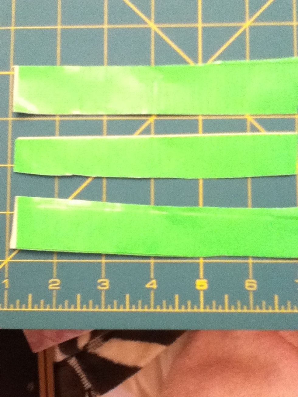 Also cut the green one into 3rds but also cut and extra inch off of the ends. Now they should be 6inches long.