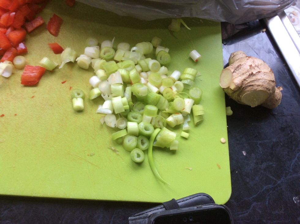 Also cut two scallions into small slices