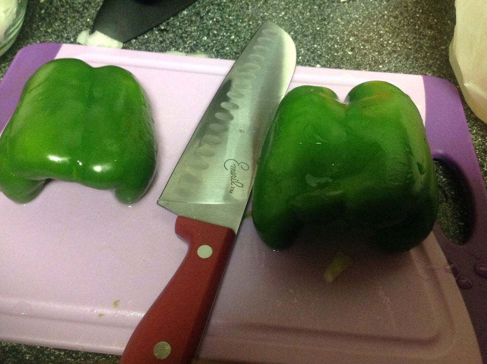 Also dice the green bell pepper into the bowl