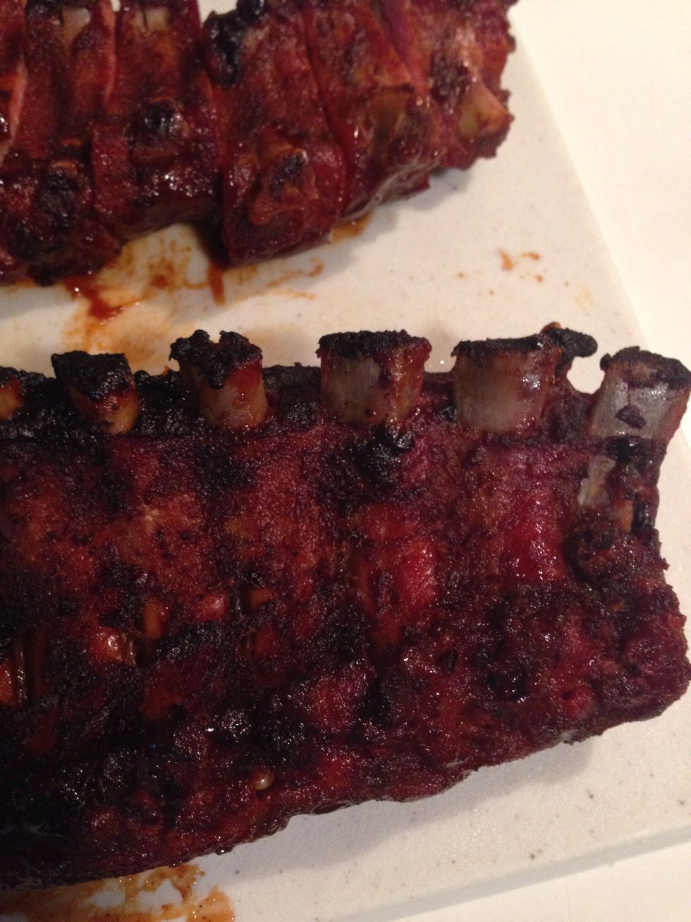 Also, here is another pro-tip. One of the ways you can tell the meat is done is when the meat starts pulling away from the bone. When you see exposed bone tips, you can be assured you're ready.