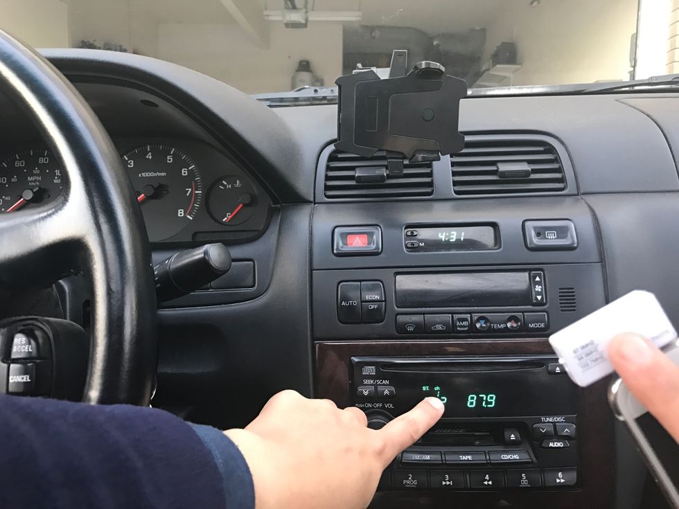 Also make sure your car radio is set at the 87.9 FM to matches the setting on your gadget.