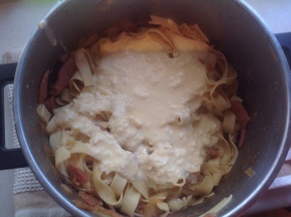 Also mix in your creamy white sauce.