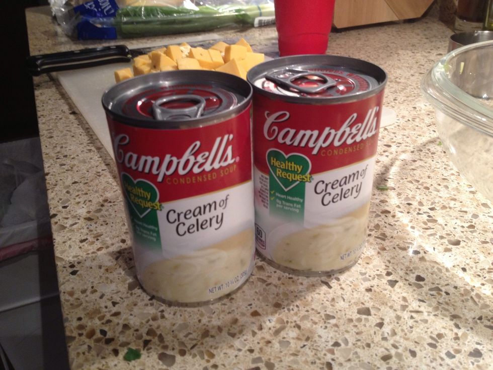 Also open two cans of cream of celery soup.