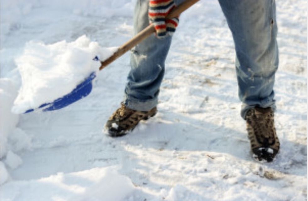 Also, pick up the shovel and pick up the snow.
