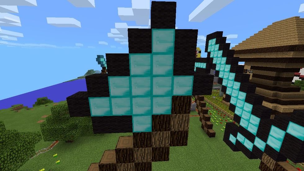 Also, place black wool around ever Diamond block like I have done