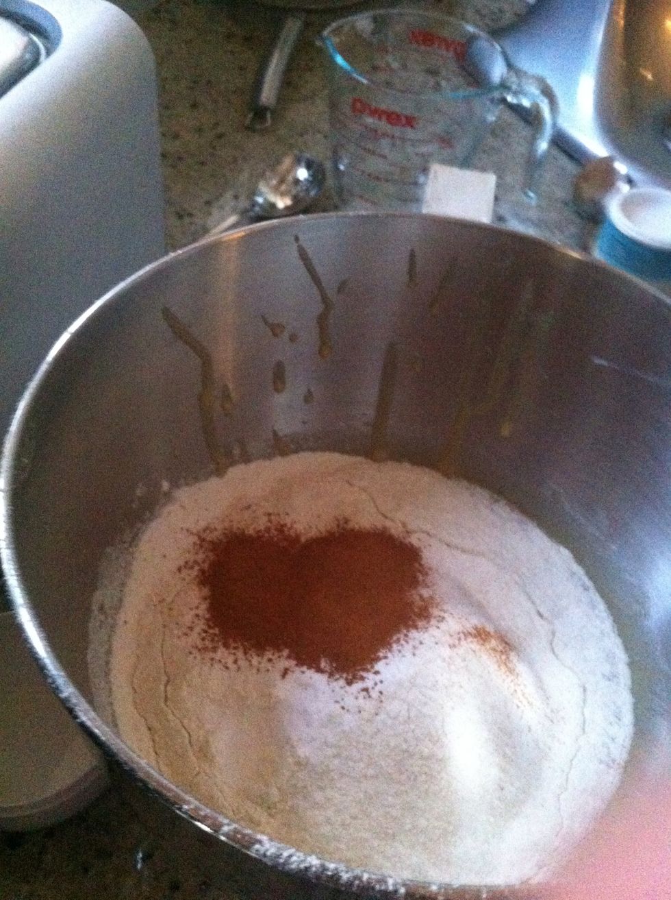 Also sift the Baking Powder,Bi-Carb Soda and the cinnamon into the mixture