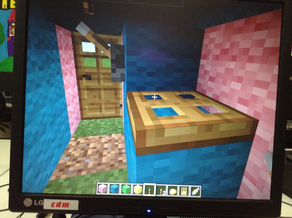 Also, you can add a toilet by making a chair and adding a trapdoor on top of it. If you want to you can add a lever so you can flush the toilet. The lever also opens the door for you.