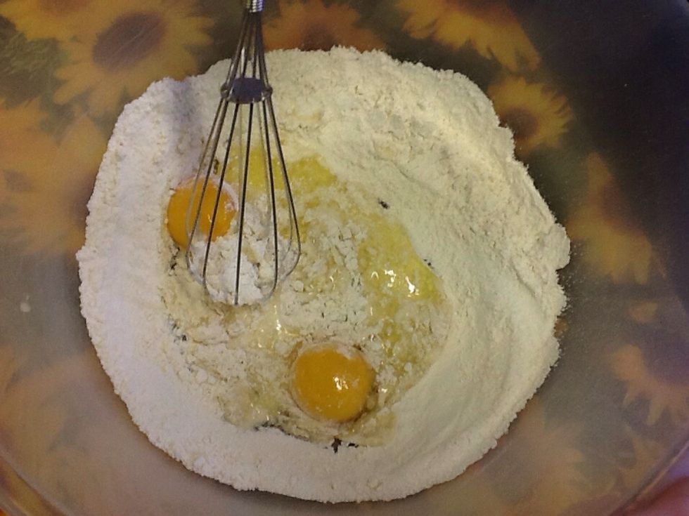 Also you have to mix the eggs.