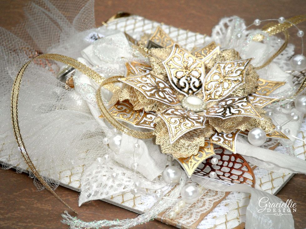 Alternate stamped vellum with stamped cardstock flowers to give the poinsettias more texture.