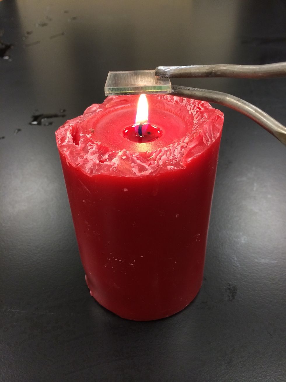 Alternately, or in addition, the conductive surface can be coated in soot by holding the plate conductive side down over a candle flame using tweezers.