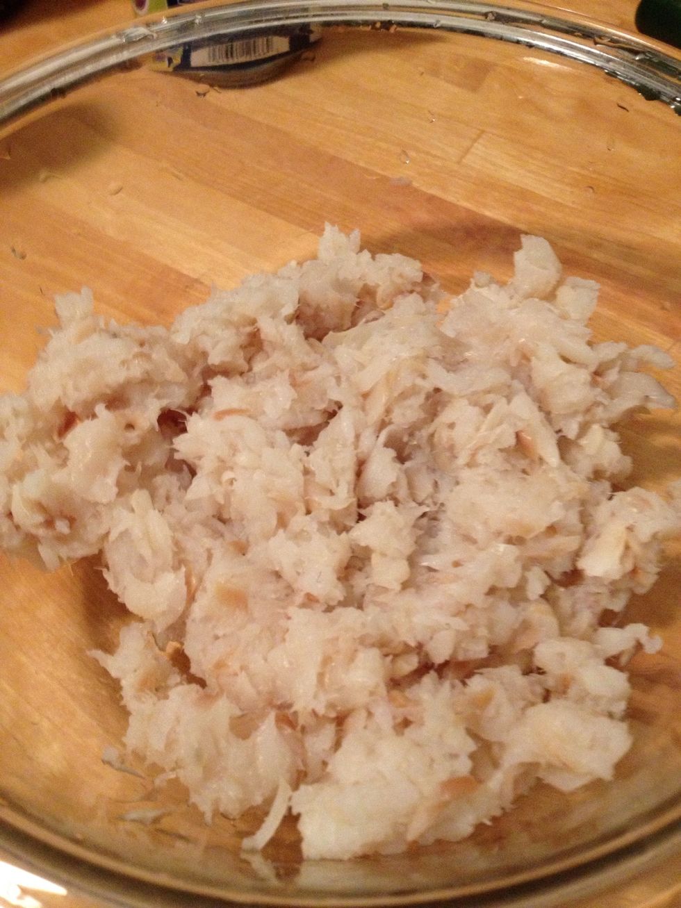 Alternatively, you can boil the bacalao to cook out the salt. But soaking it for at least an hour with a couple of water changes works just fine too.