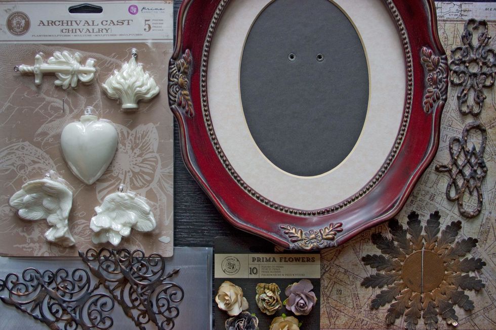 although I considered using the Prima flowers that you see in this photo, they were not used in this project.