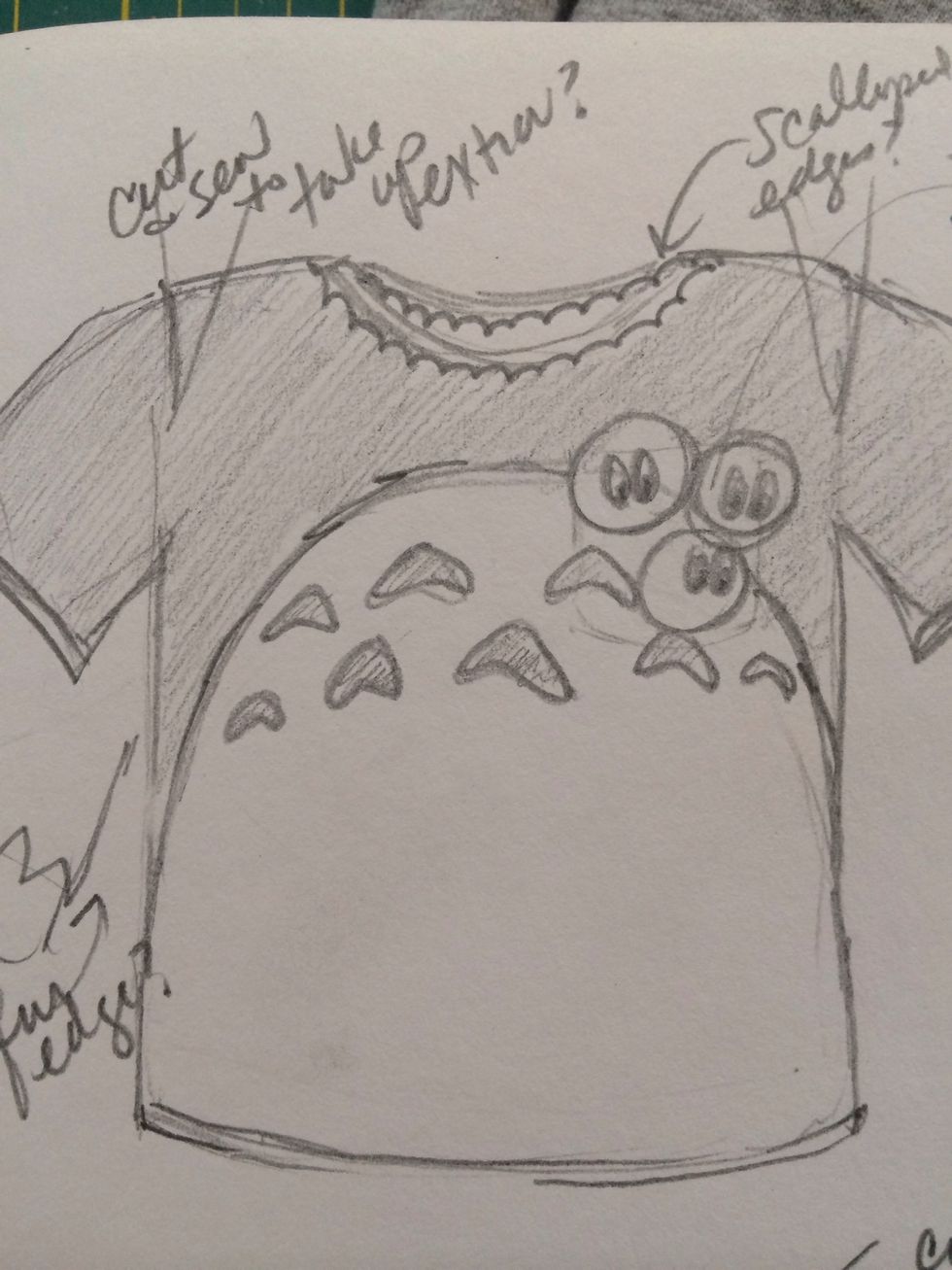 Although I had an idea in mind, I make decisions as I go when I see how certain materials work and how I want the shirt to fit.