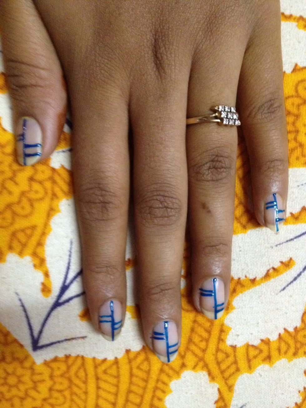 Always add the boundaries/outlines first in geometric designs to define the boxes that need to b coloured..