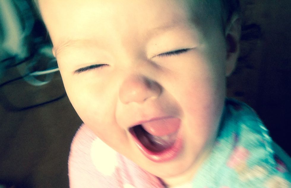 Always make her laugh when she needs it by tickling her of blowing raspberry at her belly