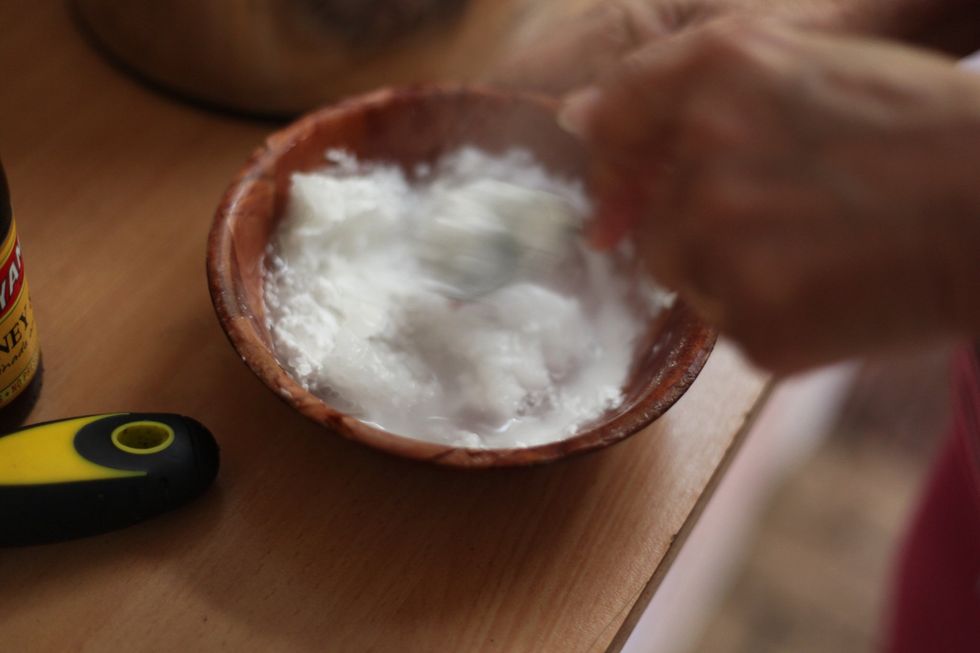 Amateur's Tip: This is what happens when I tried to be clever and dissolve cornflour with hot water. Instant clumps on the spoon. Terrible to get off. Don't use boiling hot water on corn flour.