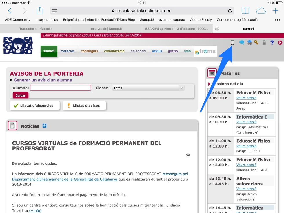 Amb la vostra sessi\u00f3 oberta, feu tap a l'icona del m\u00f2bil.