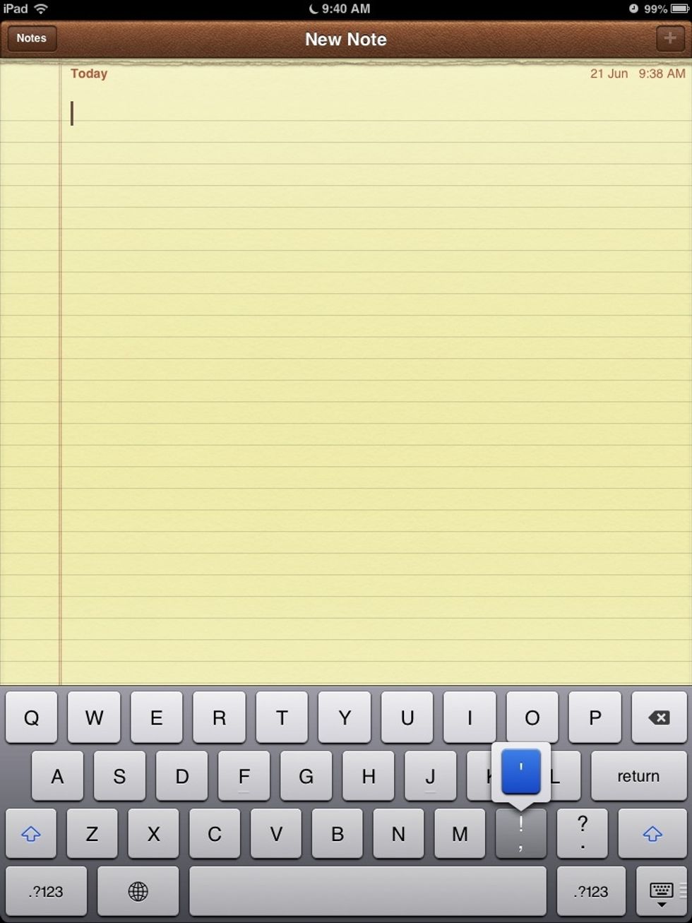 An easy way to access different letters or grammar marks is to hold onto the letter, wait for the desired mark to appear above in a small white box, then tap the box to add the mark to a piece of text