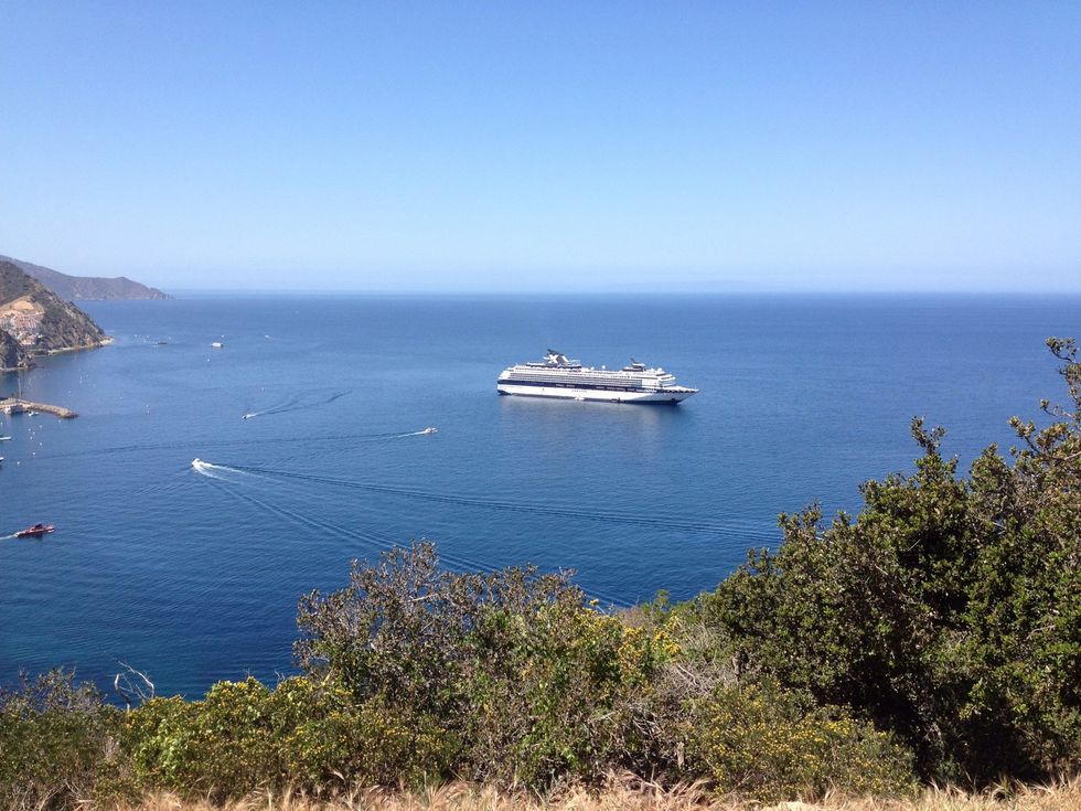An example of getting farther away. I wanted a good photo of the cruise ship I was on last week. I rented a golf cart and rode up a mountain on Catalina Island.  Yeah, I'm satisfied with the result.