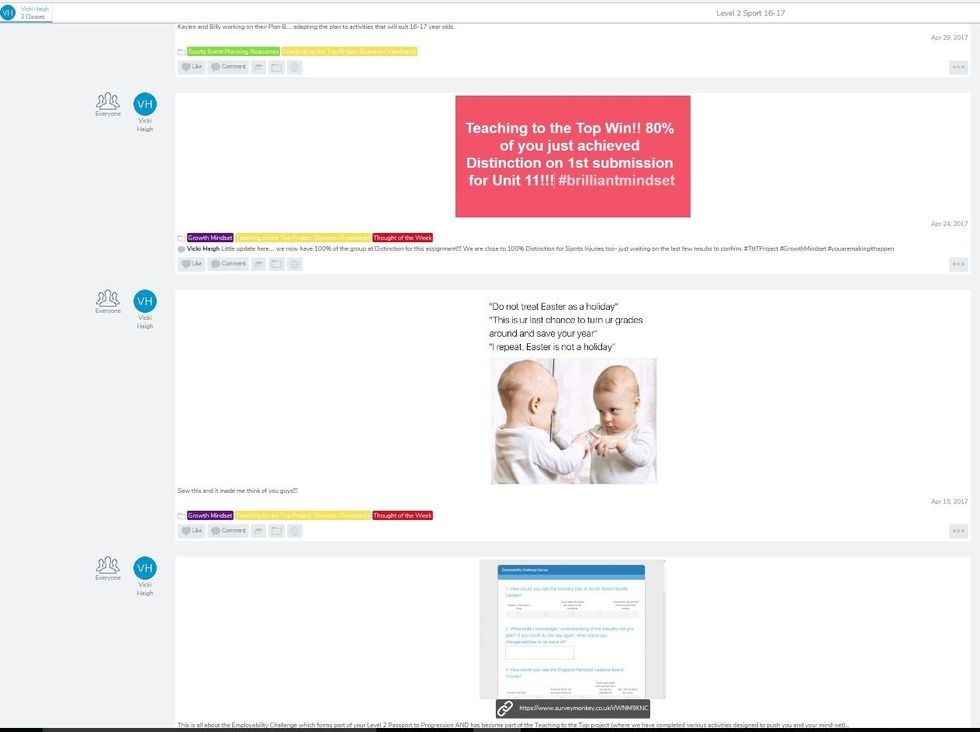 An online classroom using 'Class SeeSaw' was piloted within the project with great success. Students could work remotely and evidence their learning / achievements with user friendly technology.
