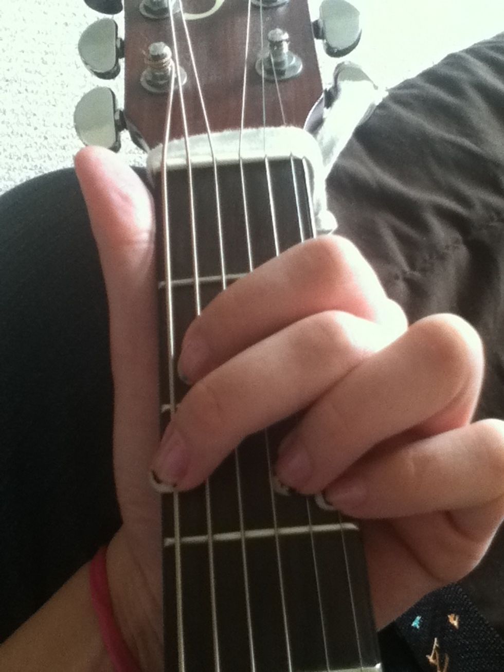 And 4th finger on 6th string, 3rd fret