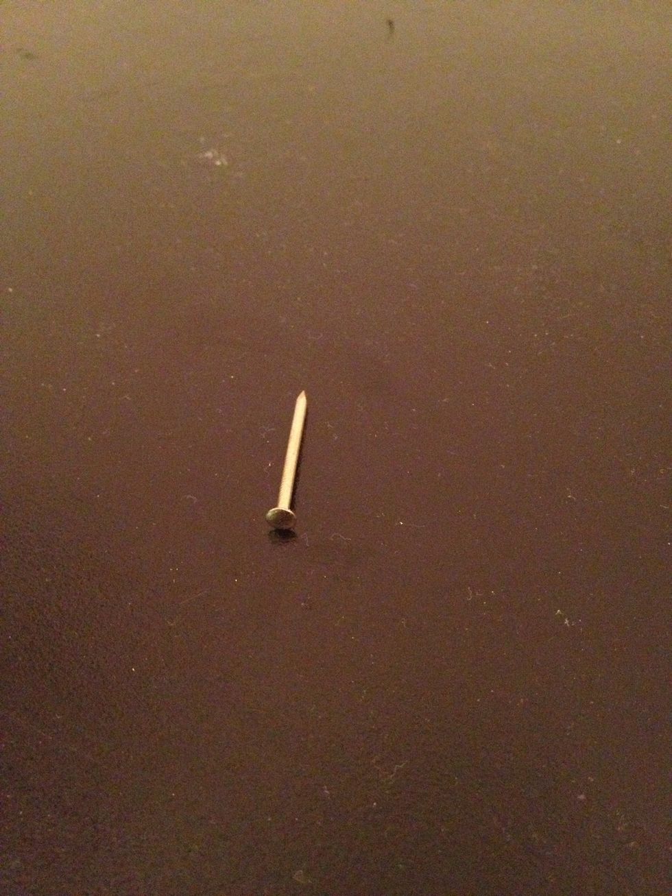 And a nail... (I don't know what size this nail is. You can just eyeball whatever nail you use. Just remember the bigger the nail, the quicker the water leaks.)