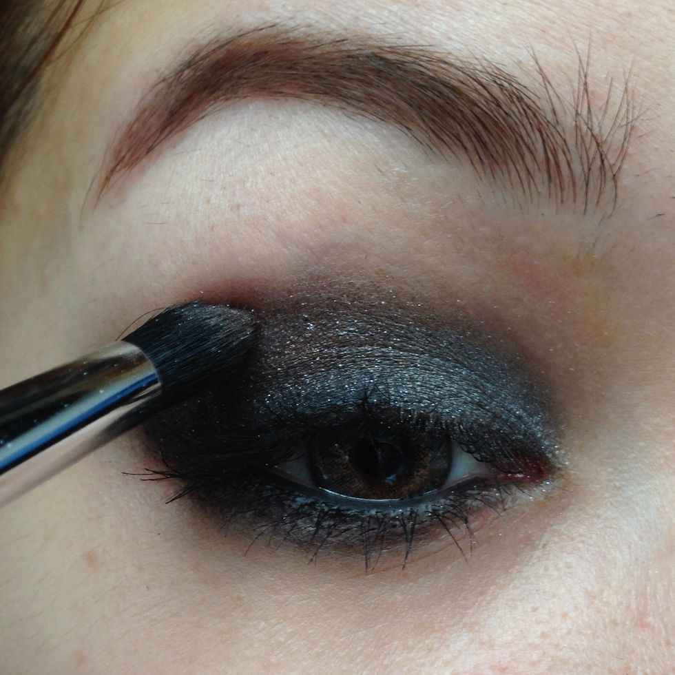 And a shimmery brown to the outer corner and crease.