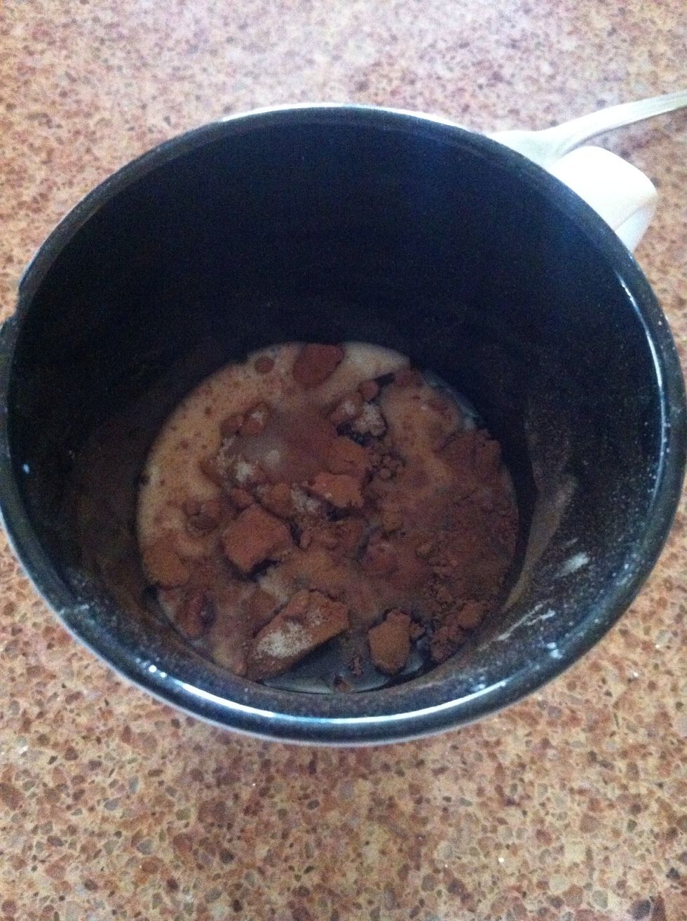 And a splash of milk. Switch over to a fork and beat the ingredients together