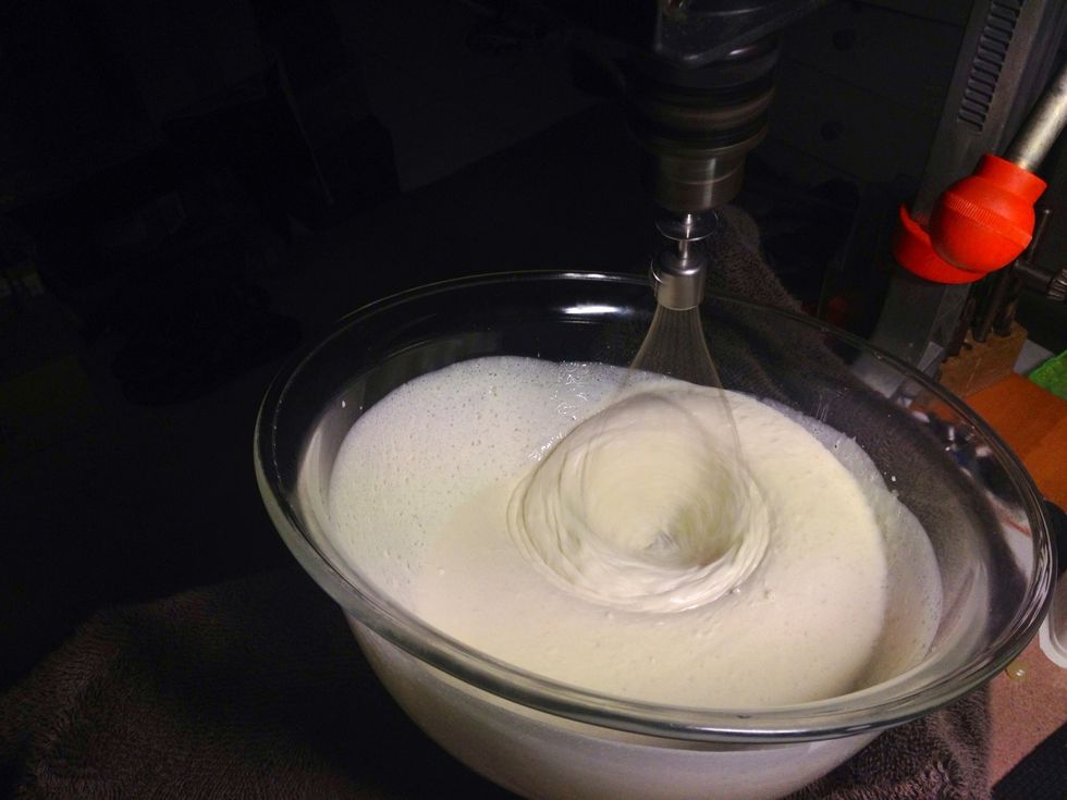 and a whisk-attached drill to mix until smooth