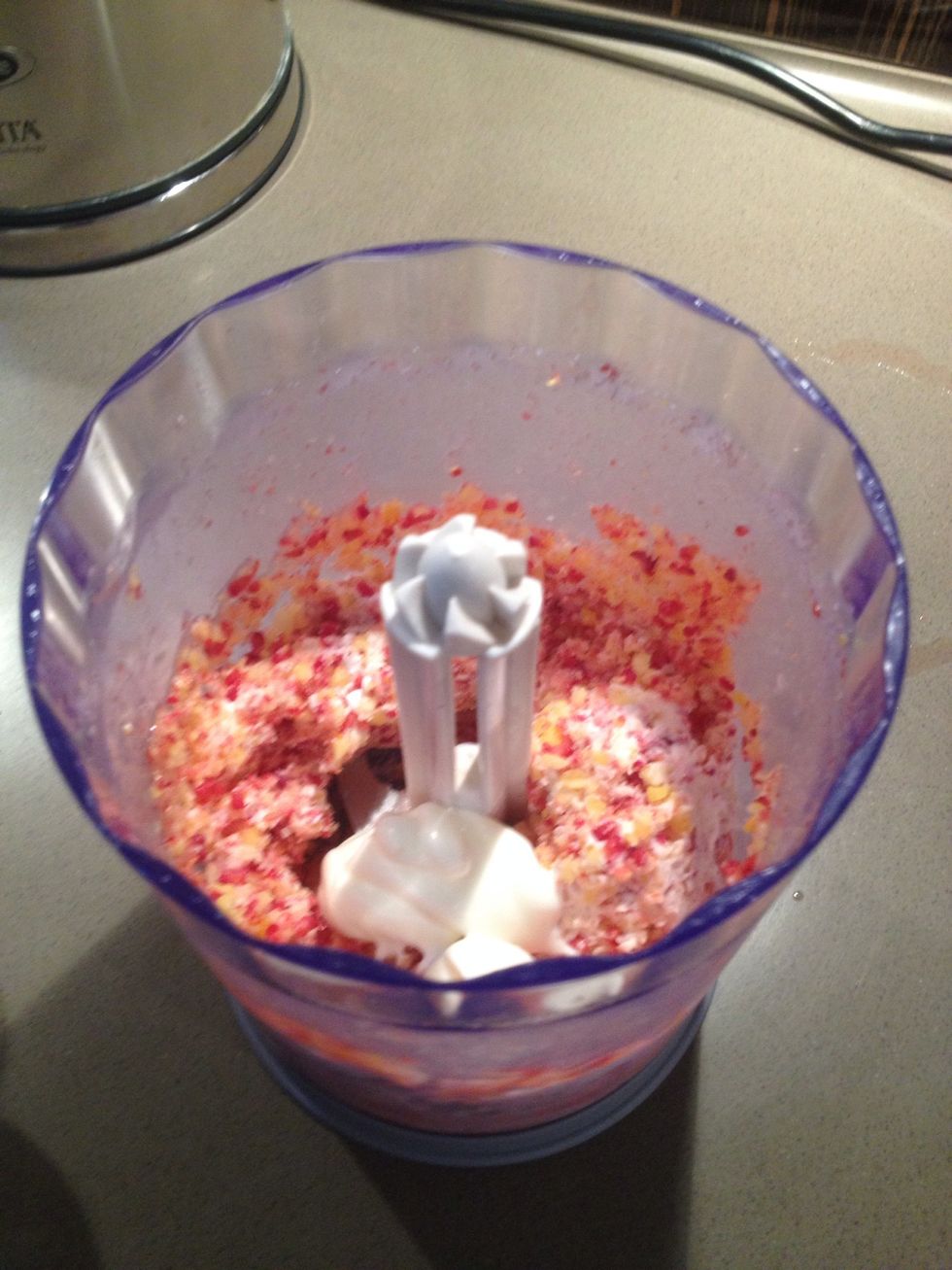 ...and add a bit more creme fraiche. This was the 3rd dessert spoon, but was a little bit too much. Add the honey here too.